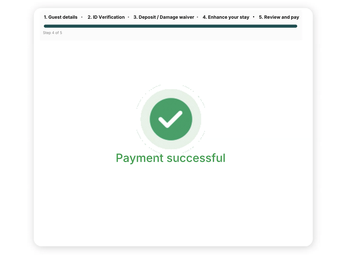 A confirmed payment at the end of pre-check-in